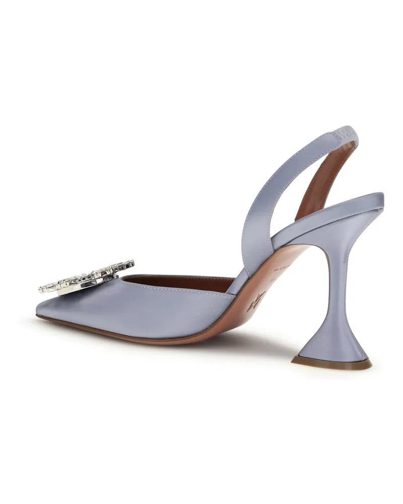 Amina Muaddi Women's Slingback Pumps Begum Lilac-Grey Silk Sandal Lilac/grey Purple
