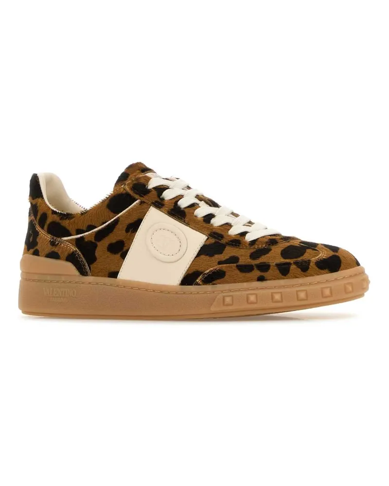 Valentino Garavani Women's Printed Calf Hair Upvillage Sneakers Mielemoroglaceglaceambra Brown