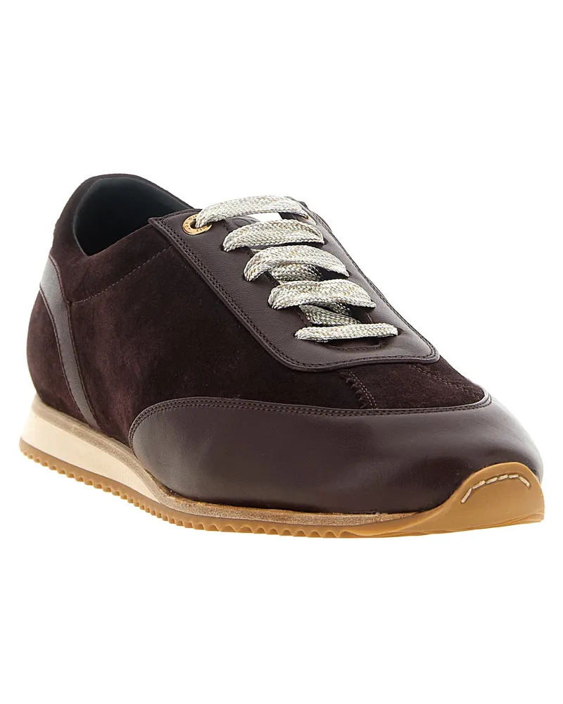 AGNONA Suede and Leather Sneaker — Brown Brown