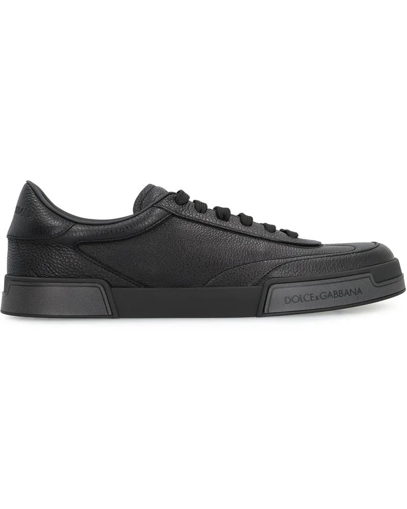 Dolce & Gabbana Men's Portofino Yacht Low-Top Sneakers Black Lamb Trainers Black