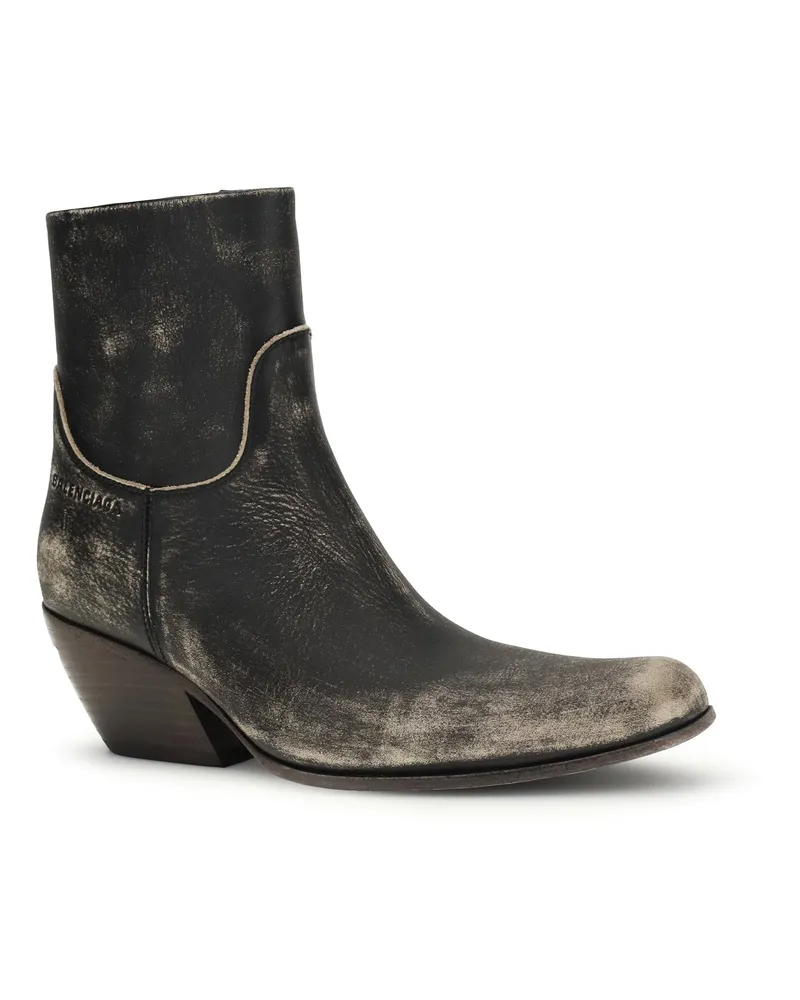 Balenciaga Women's Memphis Ankle Boots Black-Beige Calf Leather Bos Taurus Black/beige Black