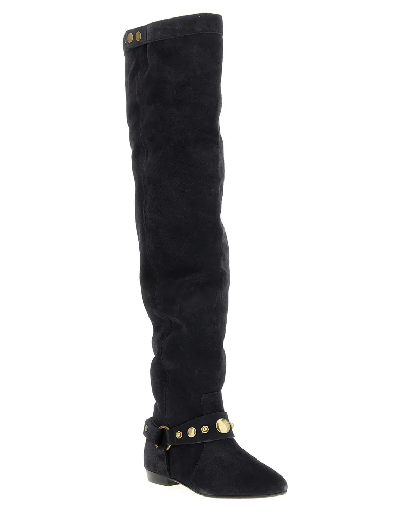 Isabel Marant Women's Black Calfskin Over The Knee Shoe Black