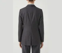 Double-Breasted Wool Blend Blazer — Gray