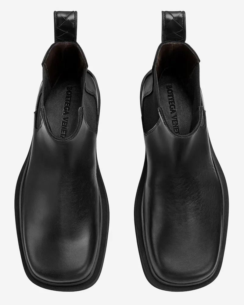 Bottega Veneta Women's Leather Chelsea Boots With Intrecciato Detail Black Calfskin Black
