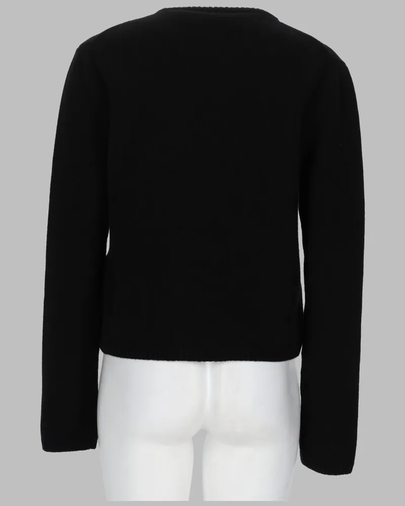 Moncler Wool-Cashmere Blend with Contrast Logo Sweater — Black Black