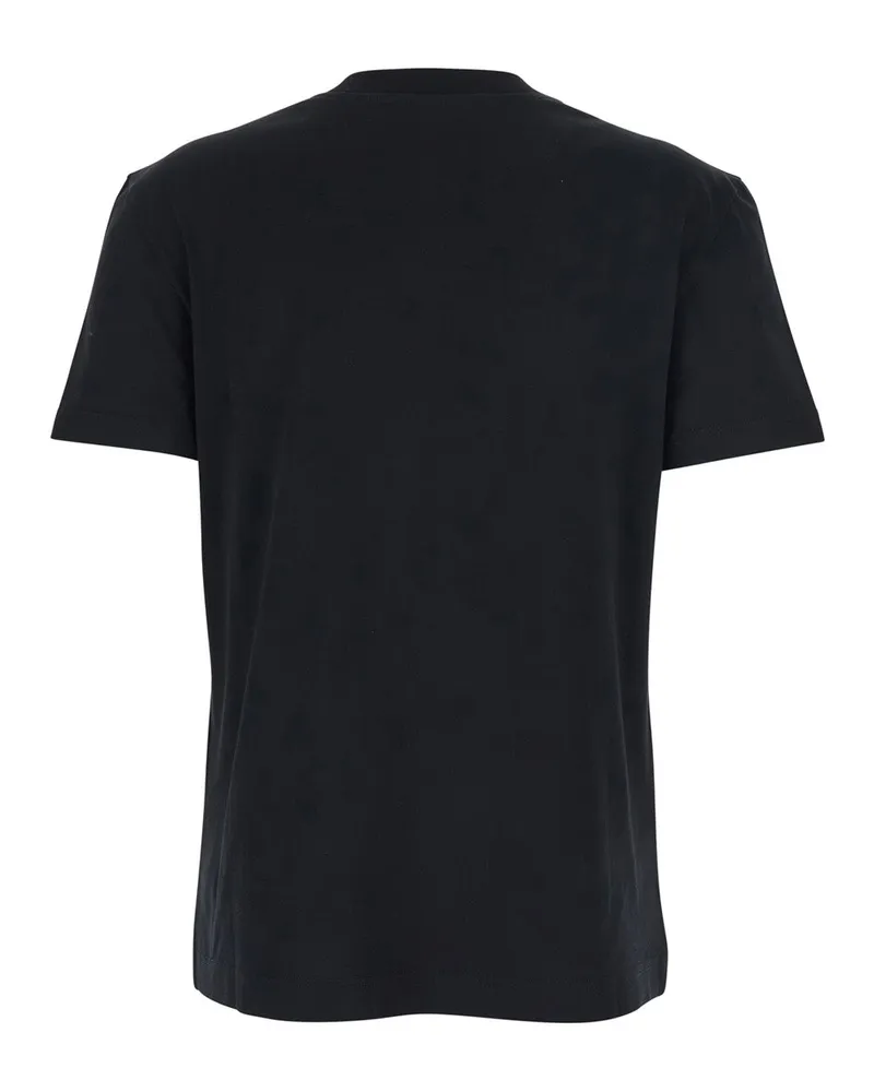 Dolce & Gabbana Logo-Embroidered Cotton with Beads T-Shirt — Black Black
