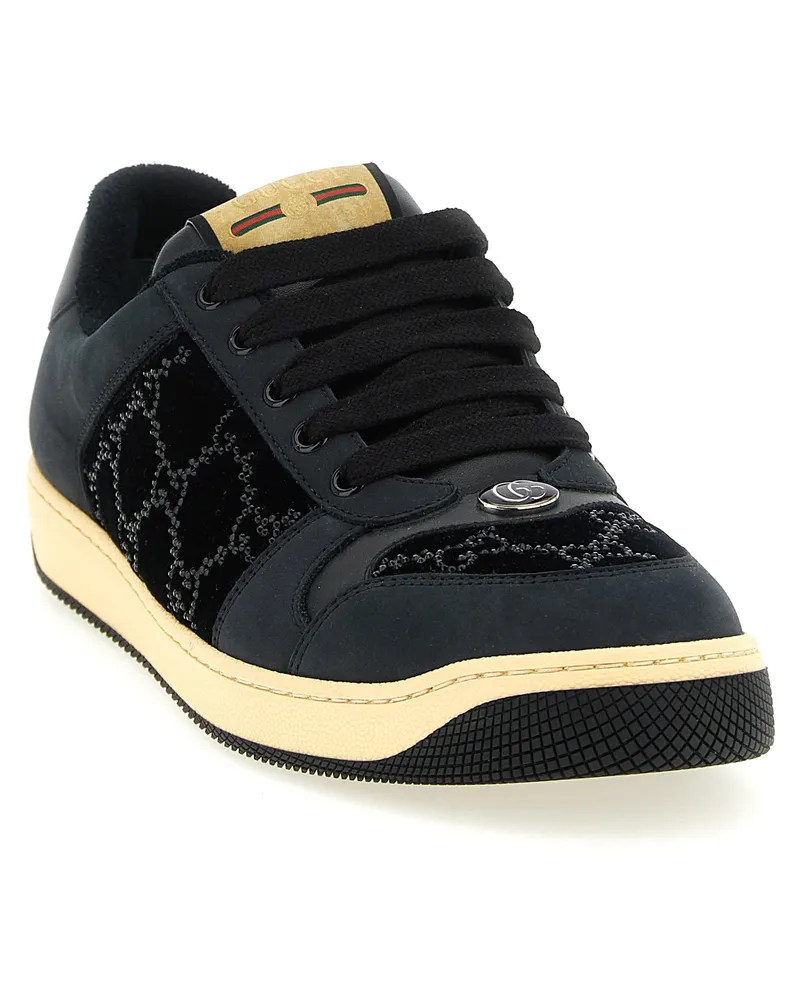 Gucci Women's Black Cotton Low Top Sneakers Black