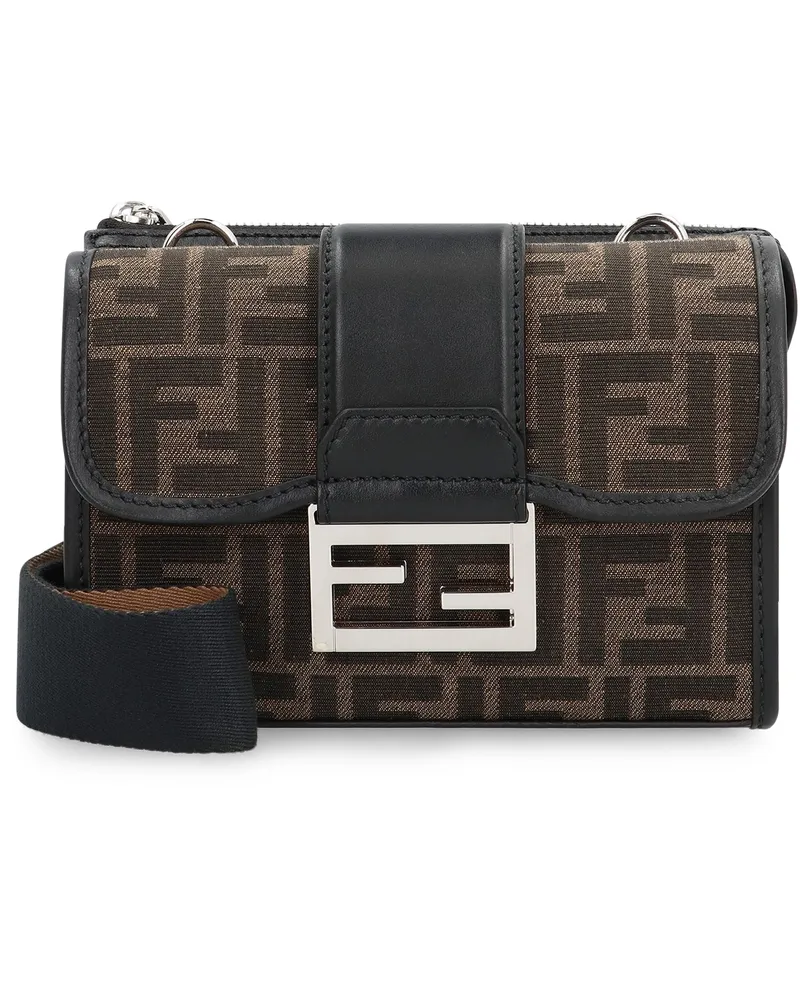 Fendi Men's Baguette Double Shoulder Bag Tobacco Polyurethane Messenger Brown