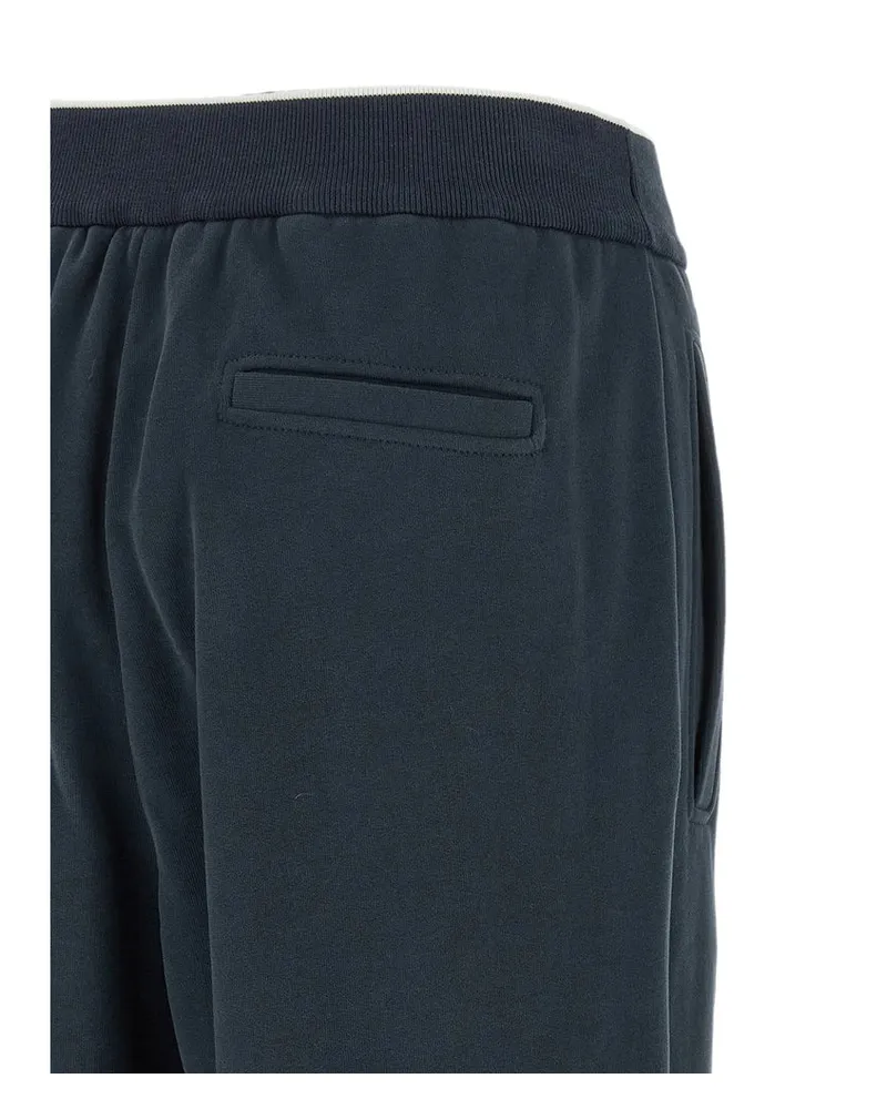 Brunello Cucinelli Wide-Leg Cotton Trousers — Blue Blue