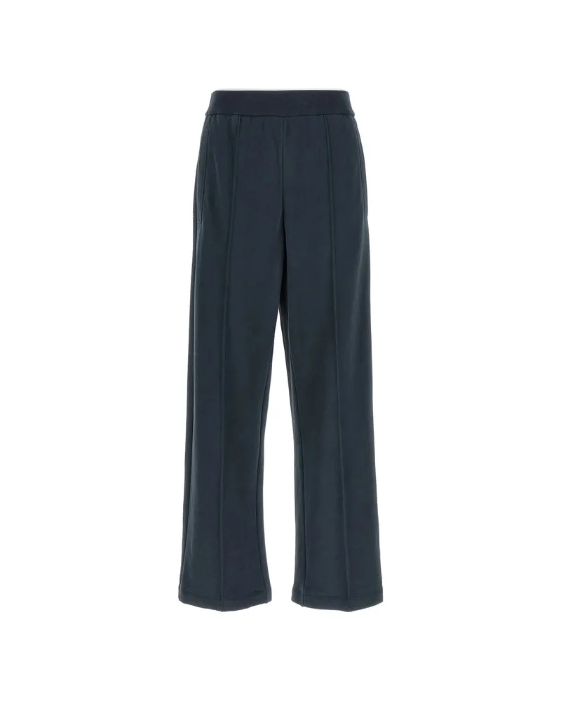 Brunello Cucinelli Wide-Leg Cotton Trousers — Blue Blue