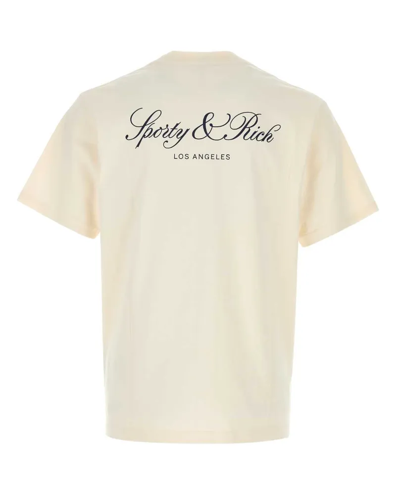 SPORTY & RICH Men's Vendome La T-Shirt Ivory Cotton Ivory