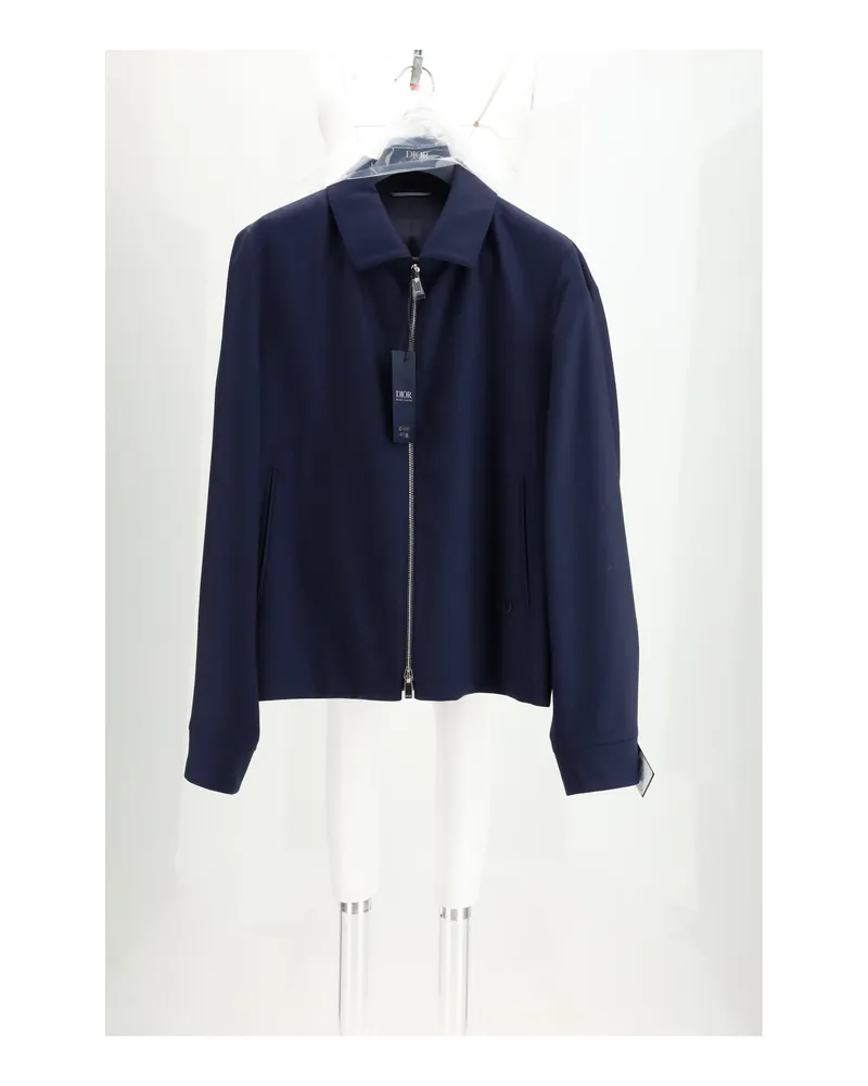 Dior Men's Jacket Reversible Cannage Blue Wool Fleece Blue