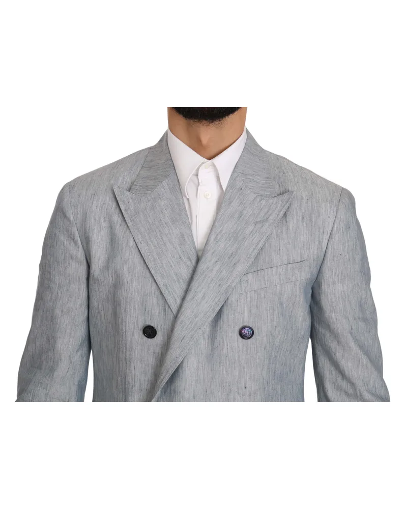 Dolce & Gabbana Men's Blue Flax Napoli Jacket Coat Blazer Light Silk Clothing Blue
