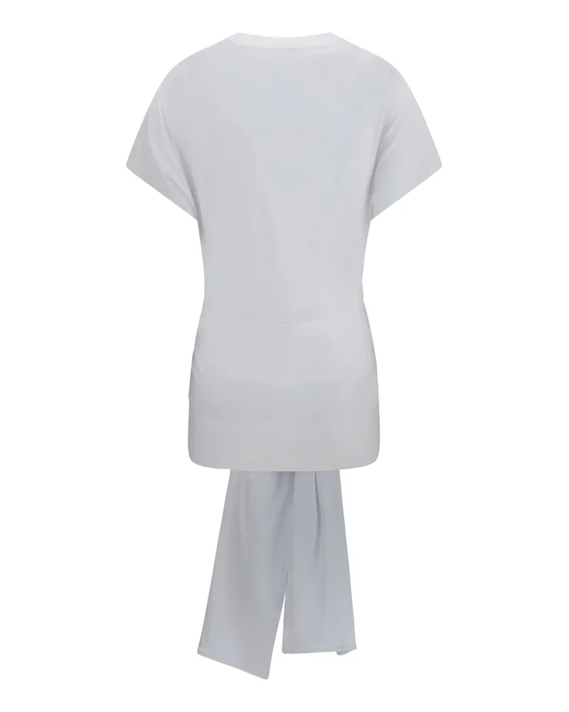 Totême Women's T-Shirt Draped-Waist Jersey White Lyocell Top White