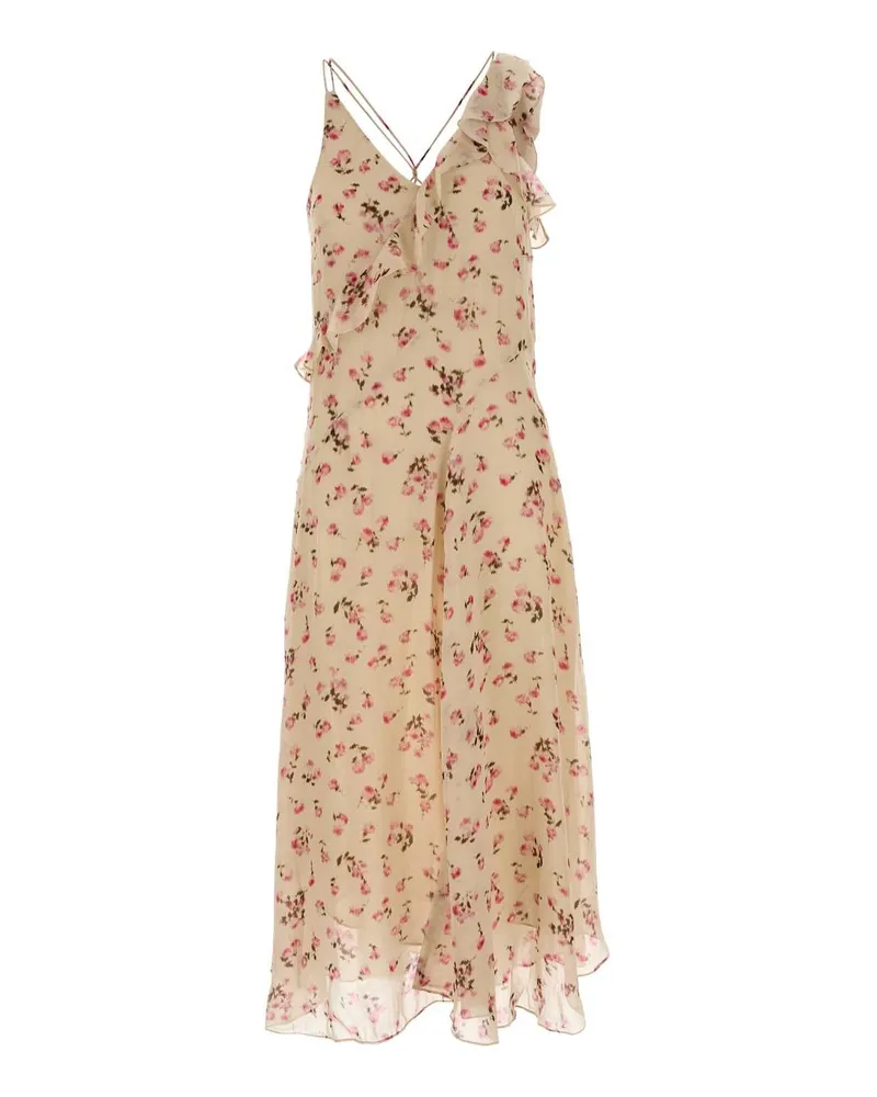 Étoile Isabel Marant Floral-Printed Viscose Dress — Beige Beige