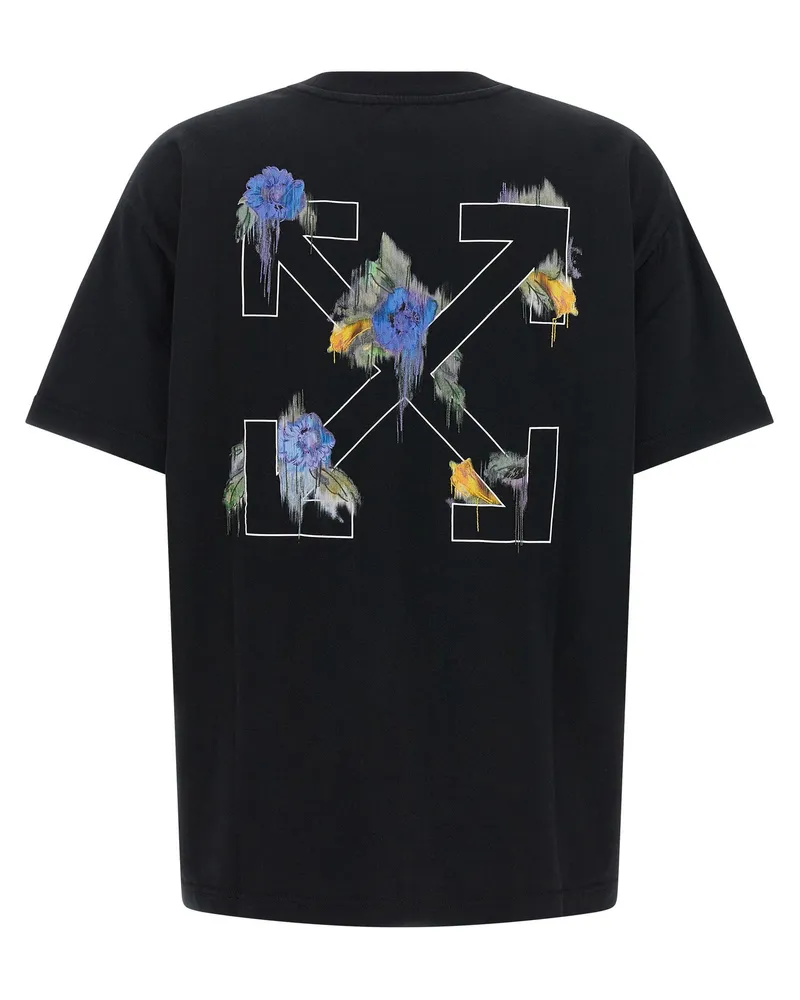 OFF-WHITE Logo-Embroidered Cotton T-shirt — Black Black