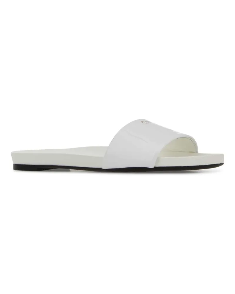 Prada Women's White Leather Slippers Bianco Flat Shoes White