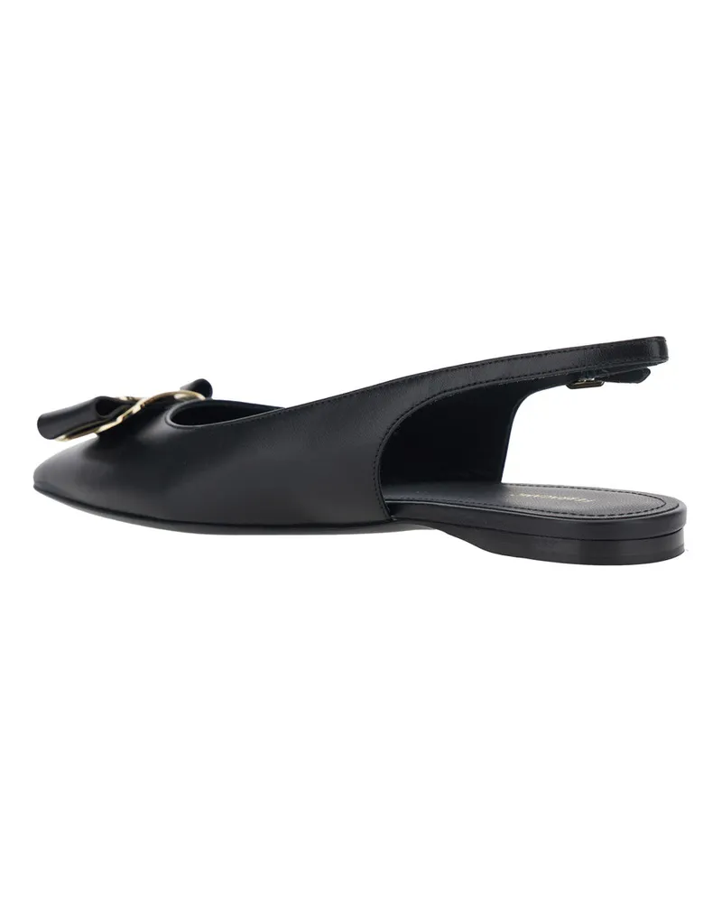Ferragamo Women's Ballet Shoes Zelmi Black Lamb Leather Ballerina Black