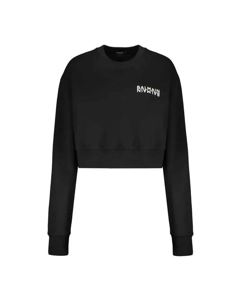 Balmain Logo-Print Cotton Sweatshirt — Black Black