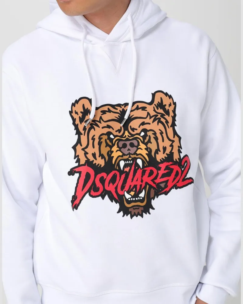 Dsquared2 Angry Bear Logo Hoodie — White White