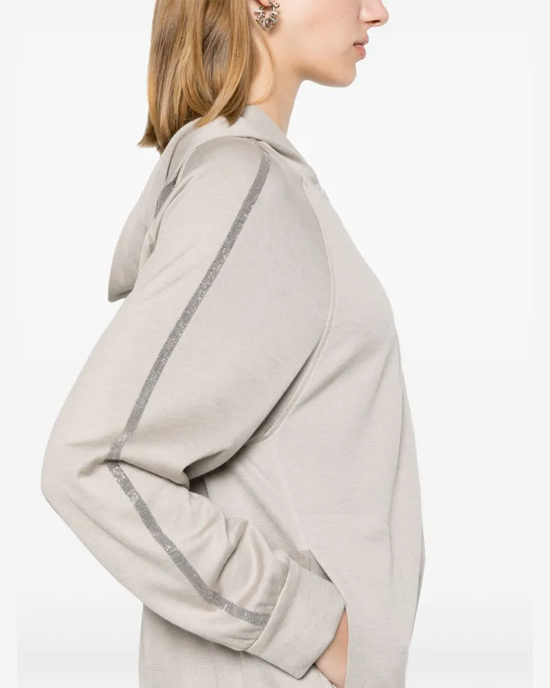 Brunello Cucinelli Women's Monili Chain-Detail Hoodie Aw24 W Taupe