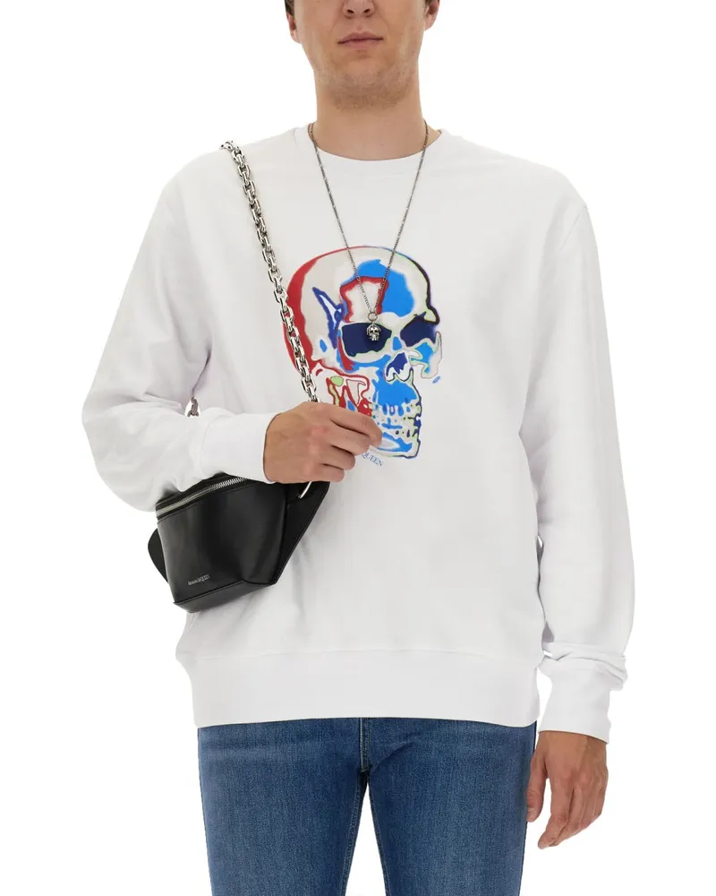 Alexander McQueen Skull Print Cotton Sweatshirt — White White