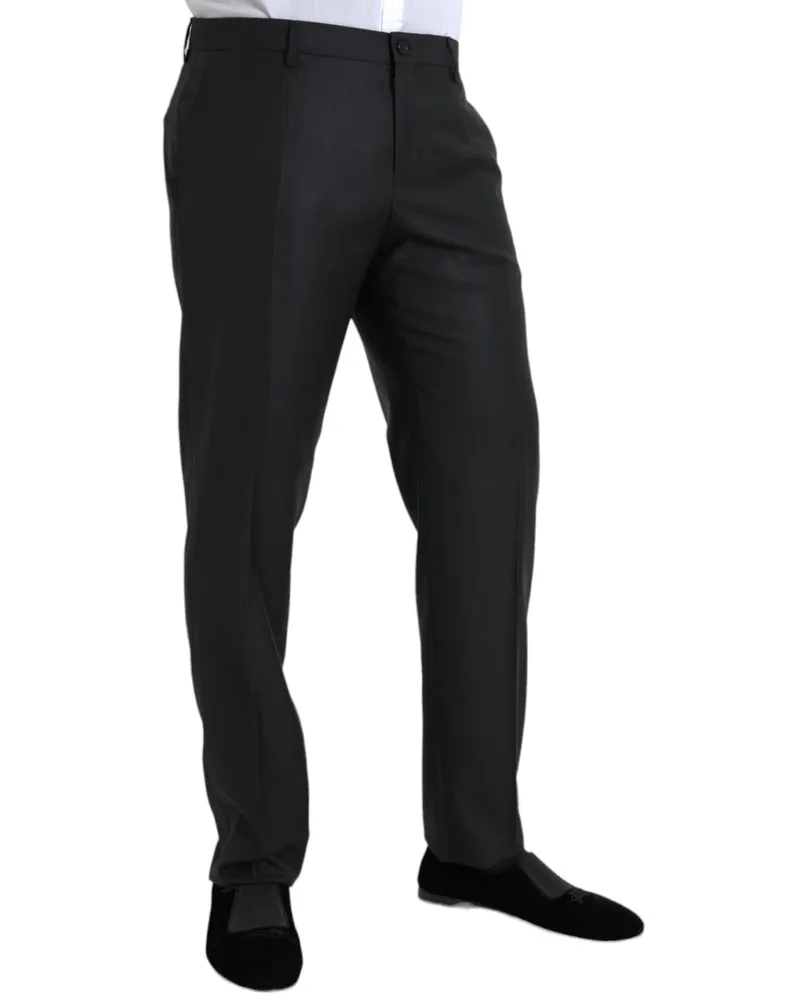 Dolce & Gabbana Men's Black Wool Silk Skinny Dress Pants Black