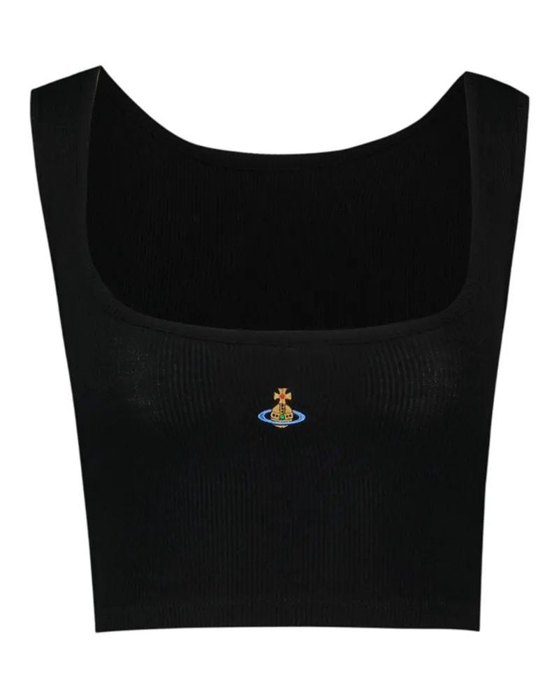 Vivienne Westwood Women's Cropped Ribbed Tank Top –  Viscose Black Ready-To-Wear - Tank-Tops Black