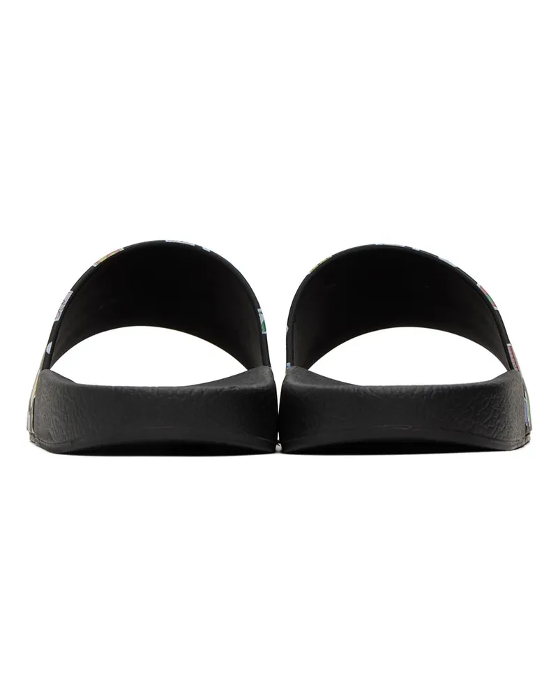 J.W.Anderson Women's Sticker Logo Slides Sandals Black Shoes Black