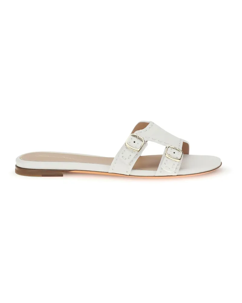 Santoni Women's Sandals Leather White Calf White