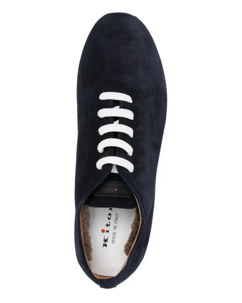 Kiton Women's Lace-Up Suede Sneakers Aw25 M Navy