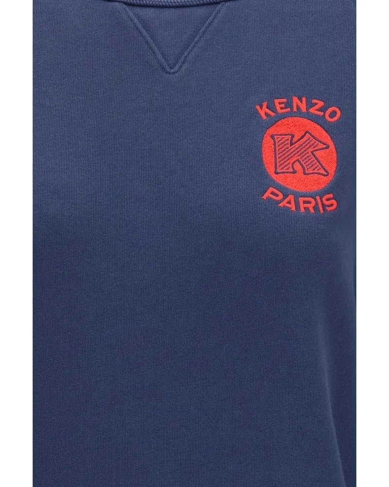 Kenzo Women's Sweatshirt Paris Emblem Blue-Black Cotton Sweatshirts Blue/black Sweater Navy