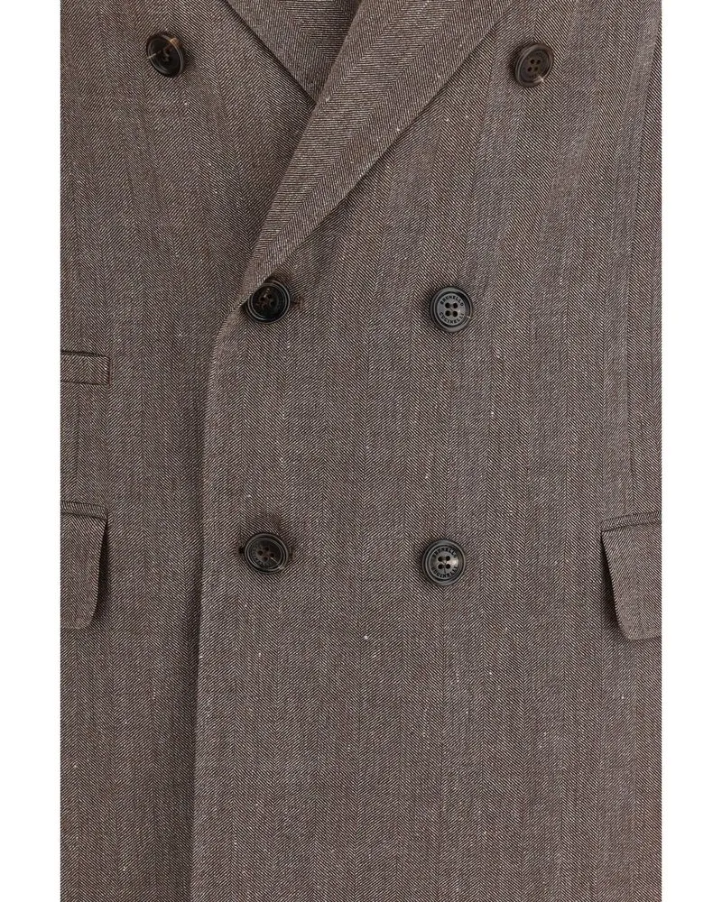 Brunello Cucinelli Men's Brown Linen Blazer Clothing Brown