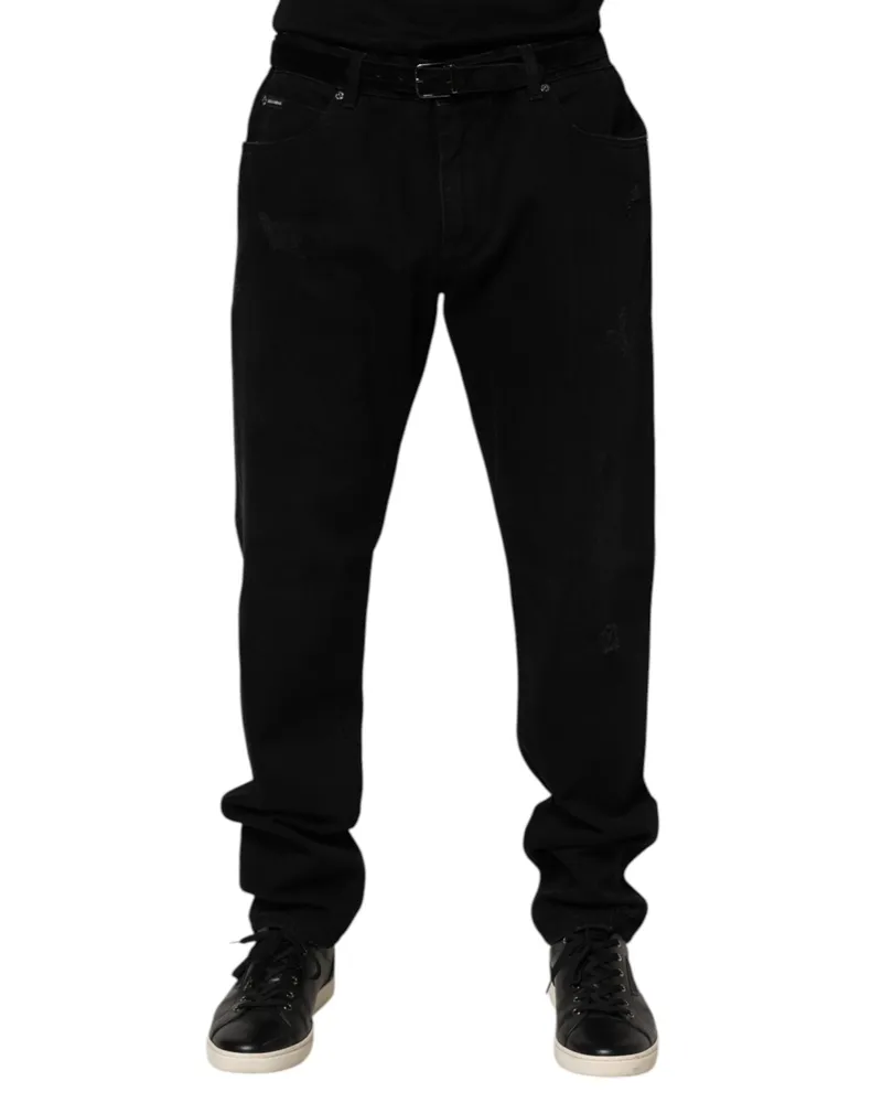 Dolce & Gabbana Men's Regular-Fit Denim Jeans Black Cotton Black