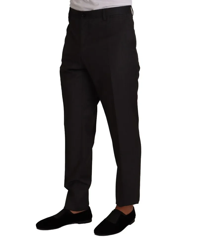 Dolce & Gabbana Men's Gray Wool Formal Tuxedo Trouser Dress Pants Virgin Elastane Gray