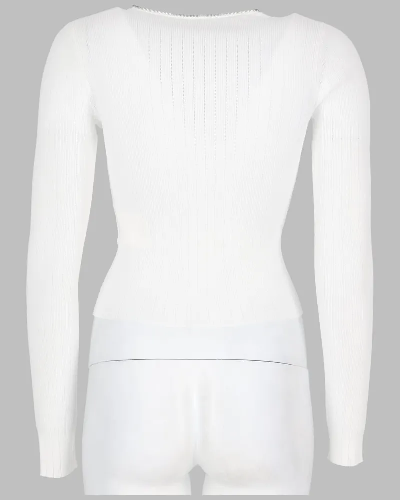 Alexander Wang Pointelle Polyamide Cardigan — White White