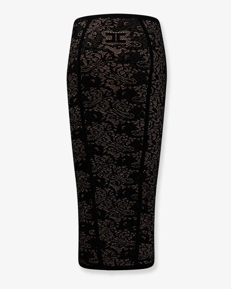 Elisabetta Franchi Women's Embroidered Knitted Skirt Black Viscose Black