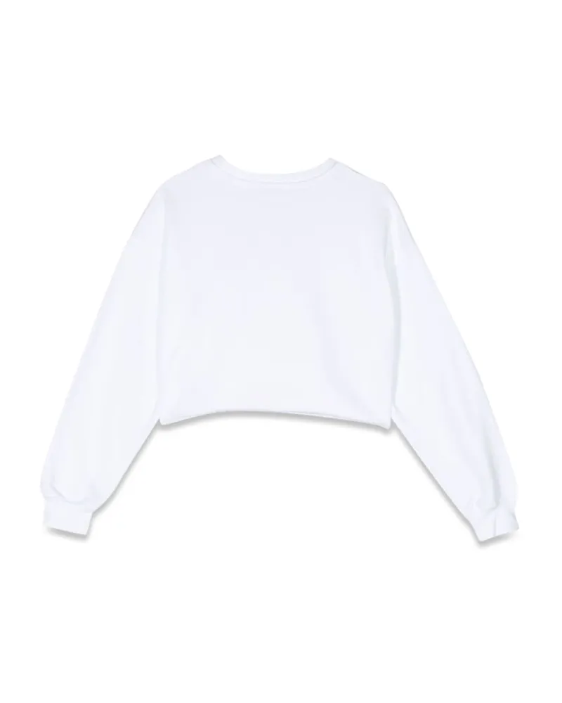 MSGM Cropped Cotton Sweatshirt — White White