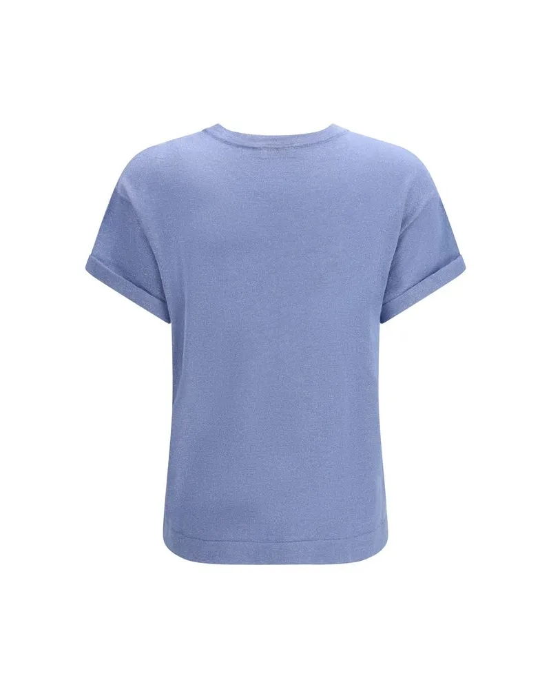 Brunello Cucinelli Women's Blue Nylon T-Shirt Blue