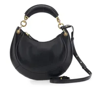 Leather Hobo Shoulder Bag — Black