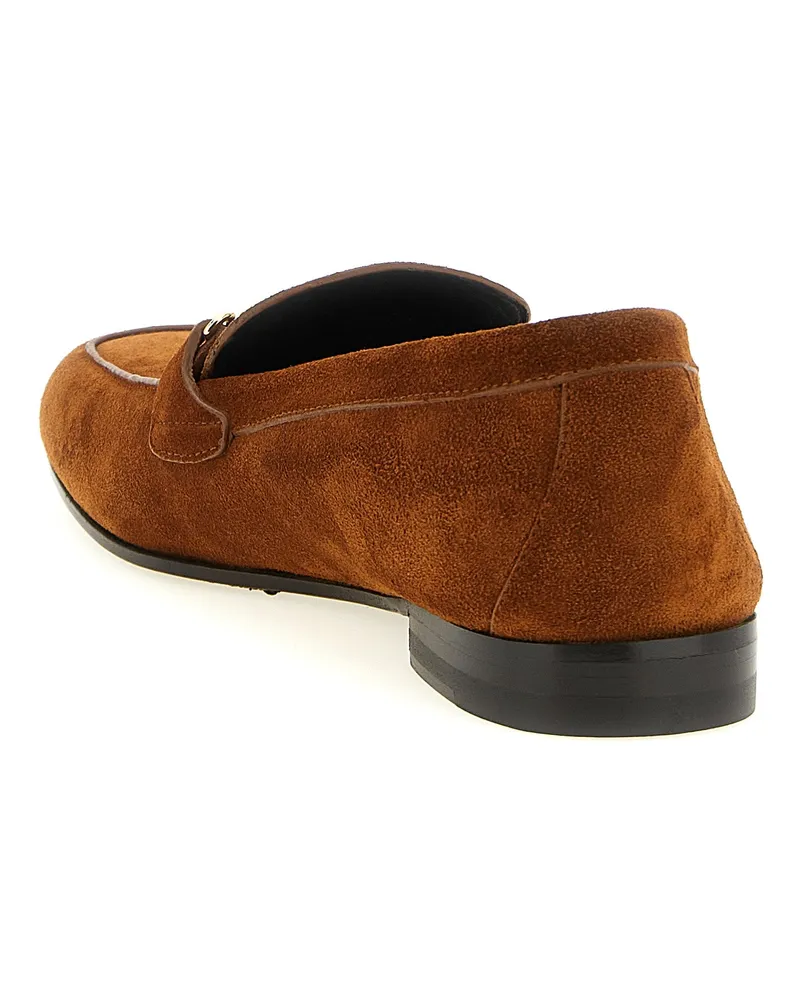 Versace Women's Brown Calfskin Slip-On Loafers Brown
