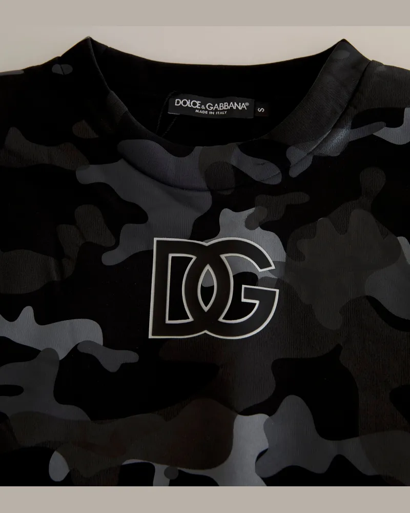 Dolce & Gabbana Women Black Camouflage Round Neck Sweatshirt Sweater Viscose Nylon Clothing Black