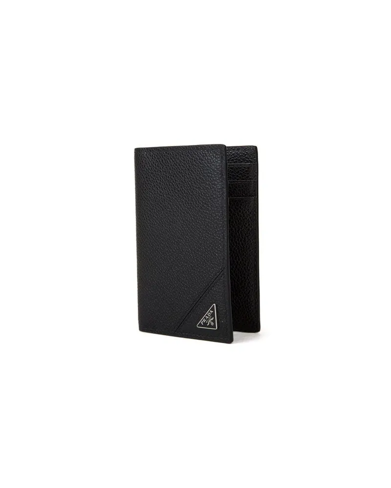 Prada Men's Wallet Black Calfskin Bags Black