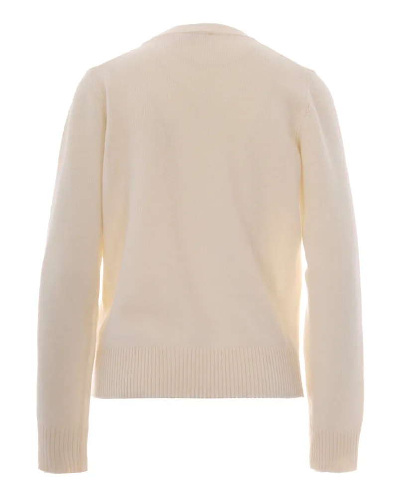Ganni Women's Knit Jumper Teddy Mushroom Egret Wool Jumpers Sweater Beige