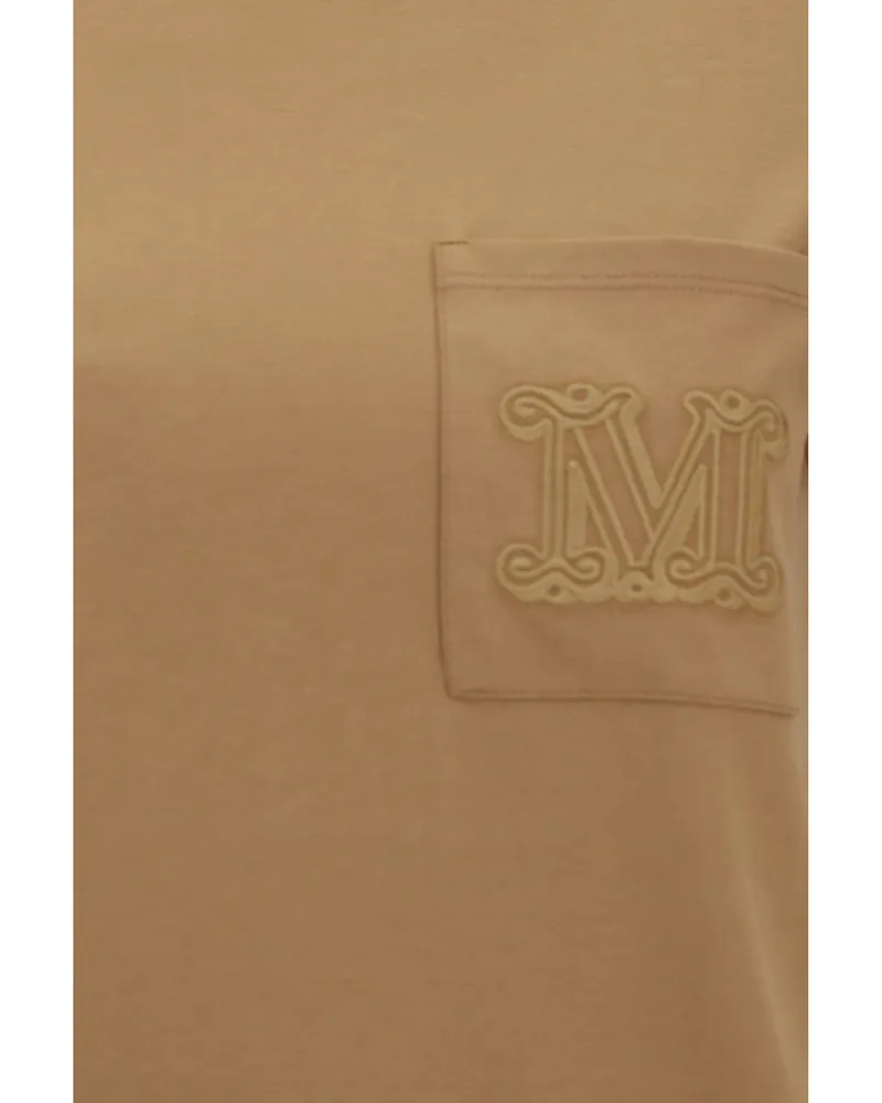 Max Mara Women's T-Shirt Papaia Camel Cotton Top Beige