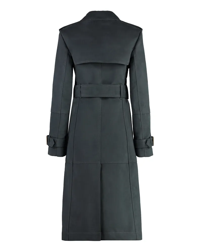 Burberry Cotton Blend Trench Coat — Gray Gray