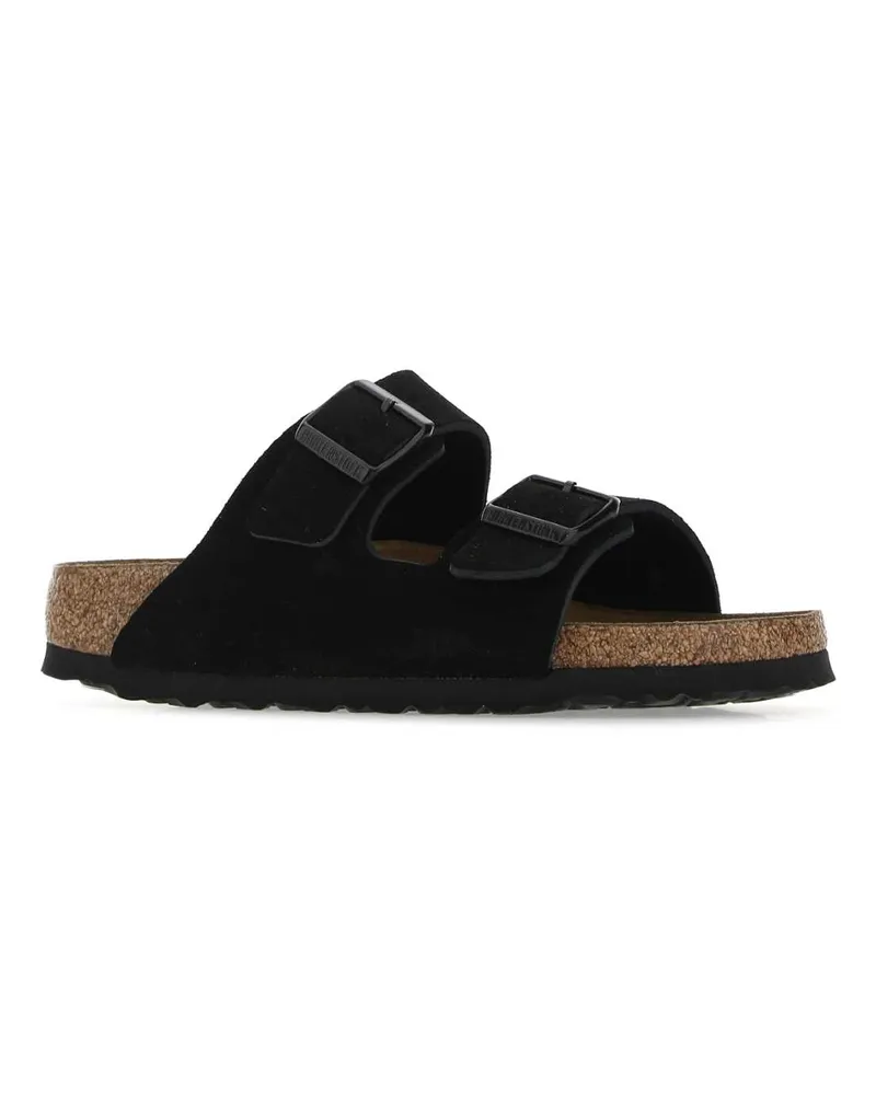 Birkenstock Unisex Black Suede Arizona Slippers Pelle Flat Shoes Black