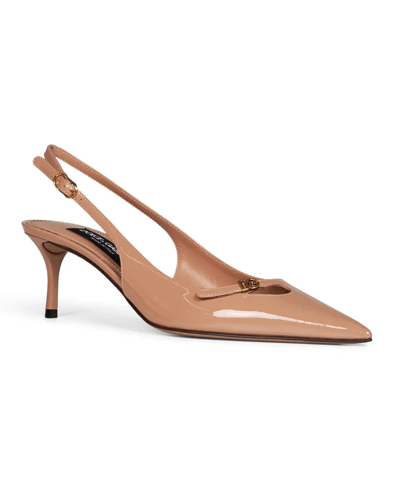 Dolce & Gabbana Patent Leather Pointed Toe Slingback Pump — Nude Nude