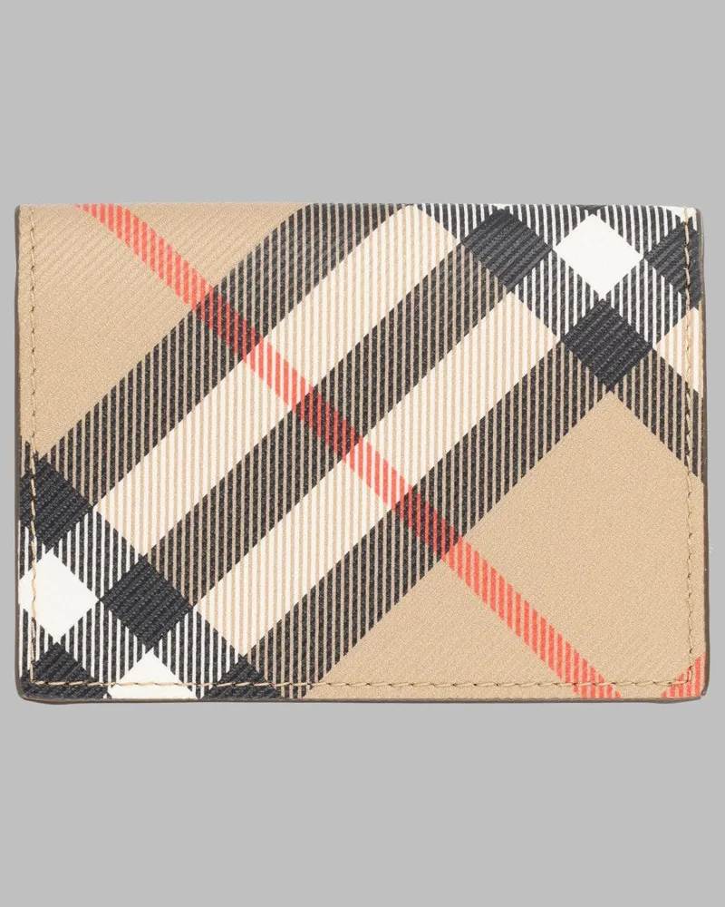 Burberry Check Print Card Holder — Beige Beige
