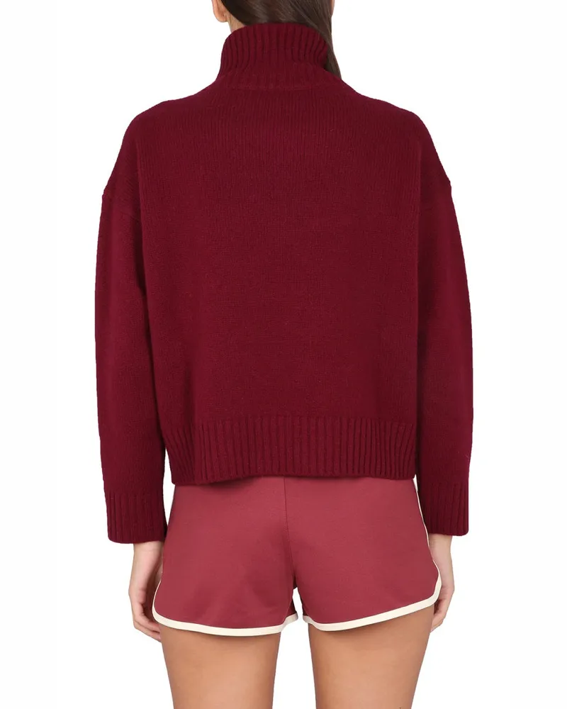 SPORTY & RICH Logo-Embroidered Turtleneck Sweater — Purple Purple